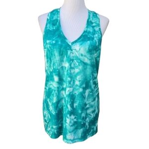 Everlast Performance Tank Top Green Tie-Dye Racerback V-Neck Gym Fitness Workout
